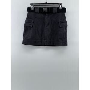 PACSUN Women's Black Denim Buckle Belt A-line Cargo Mini Skirt SZ 26